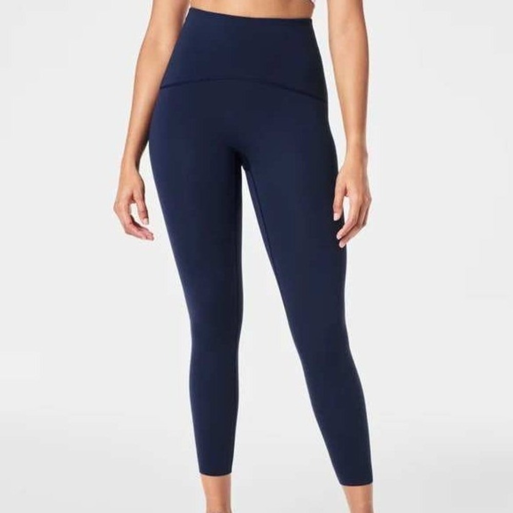SPANX Women L Booty Boost 7/8 Active Leggings Blue Grey FlexAppeal High Waist - Picture 6 of 9